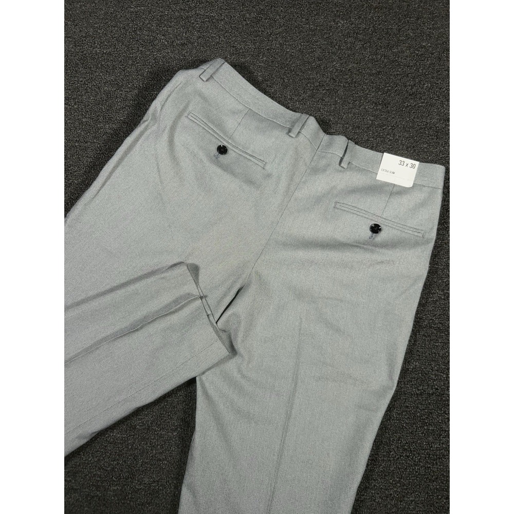 New Express Pants Men's 33x30 (Fits 36x28) Gray Extra Slim Fit Stretch Cotton